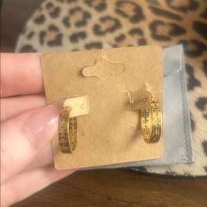 Gold cross hoop earrings